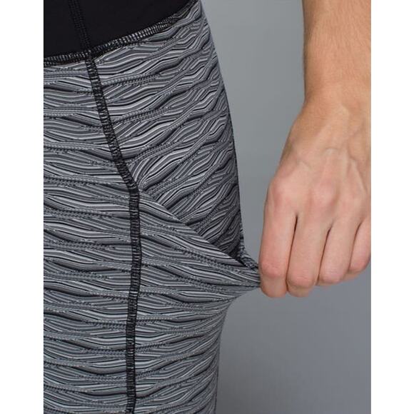 Lululemon Speed Tight II Textured Wave Black Silver Spoon Black Size 4 - Picture 5 of 8